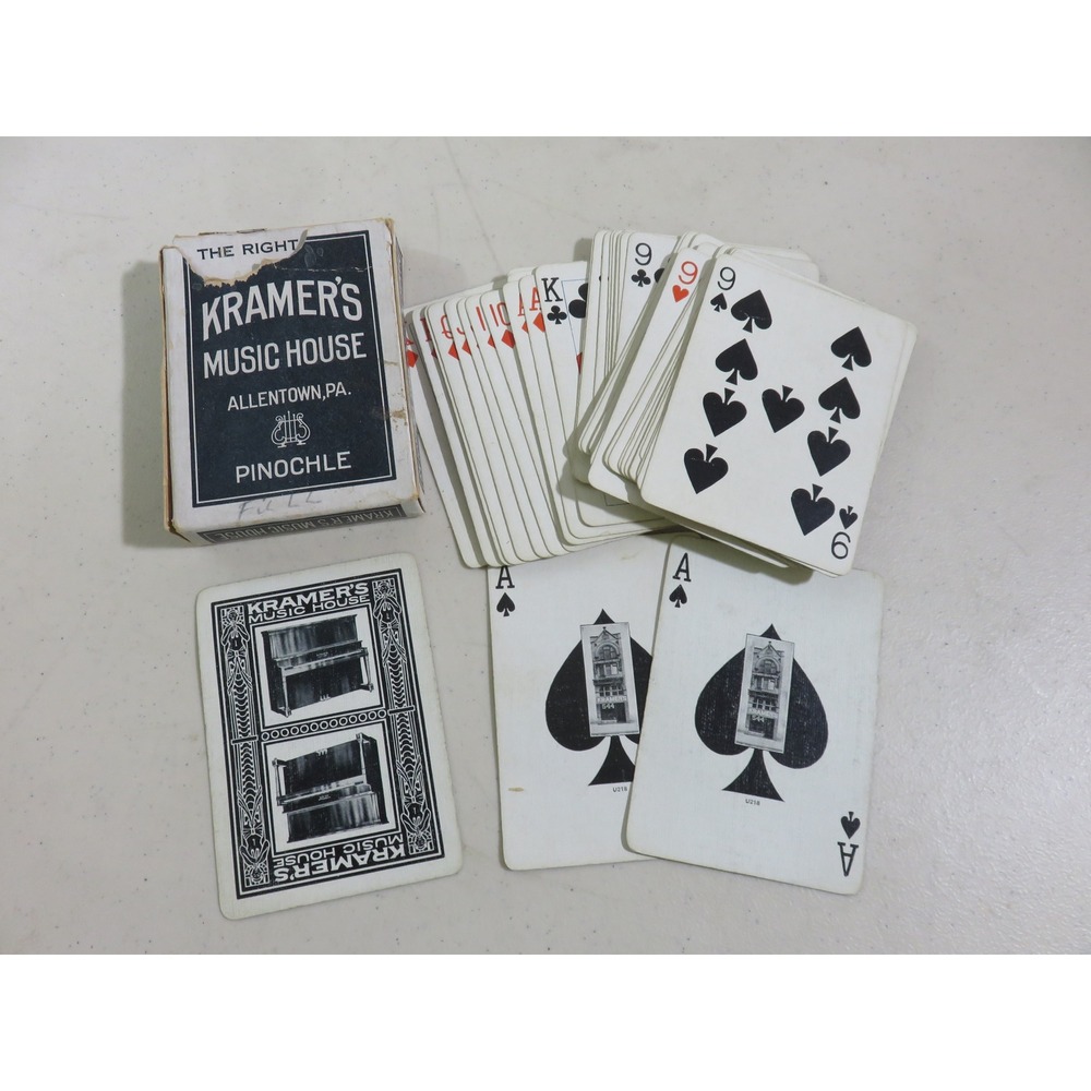 Vintage Kramers Music House Pinochle Playing Cards Allentown PA Advertising Deck